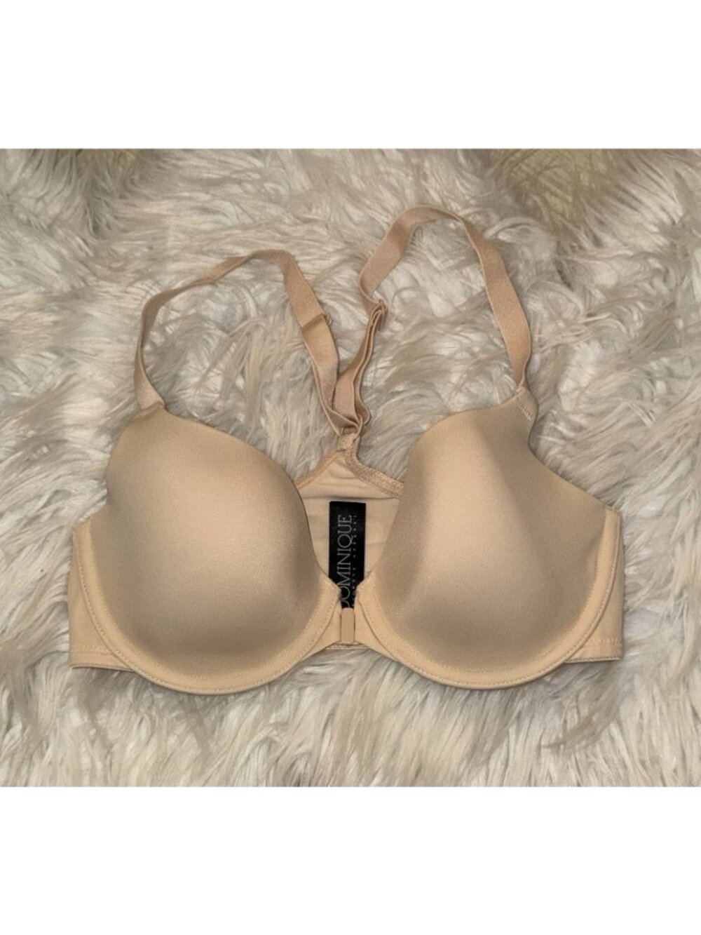Dominique Talia Front Close T-Shirt Bra Lined Racerback UW Womens 32B Beige - Picture 2 of 7